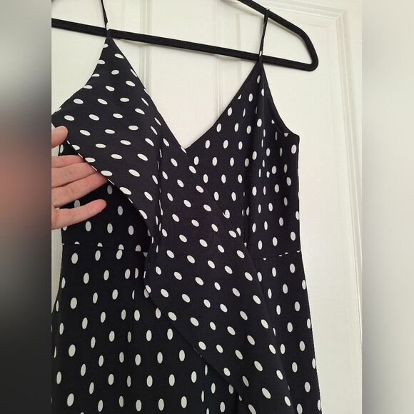 Keepsake the Label Dress Large Black White Polka Dot Ruffle Pleated S - Picture 2 of 9